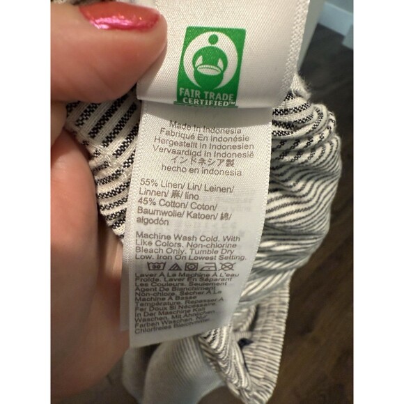 Women’s J.CREW Black Striped Linen-Cotton Blend Drawstring Pant 14 Slim Wide Leg - Picture 5 of 5